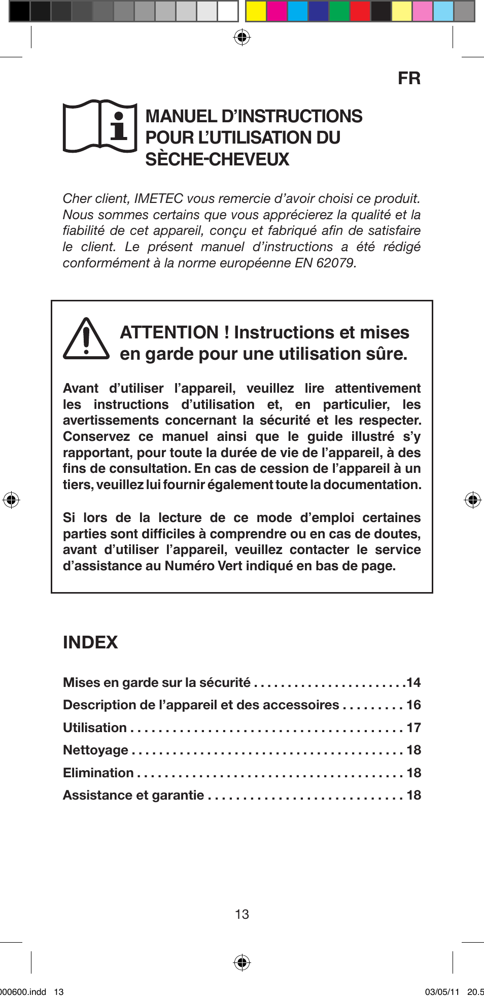 Index | Imetec BELLISSIMA C12 2000 User Manual | Page 15 / 57