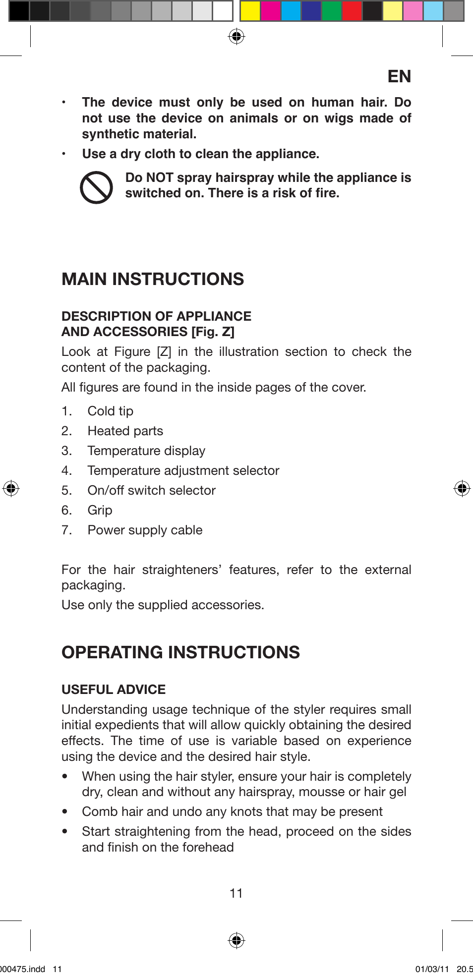 Main instructions, Operating instructions | Imetec BELLISSIMA MULTICURL S1 700 User Manual | Page 13 / 66