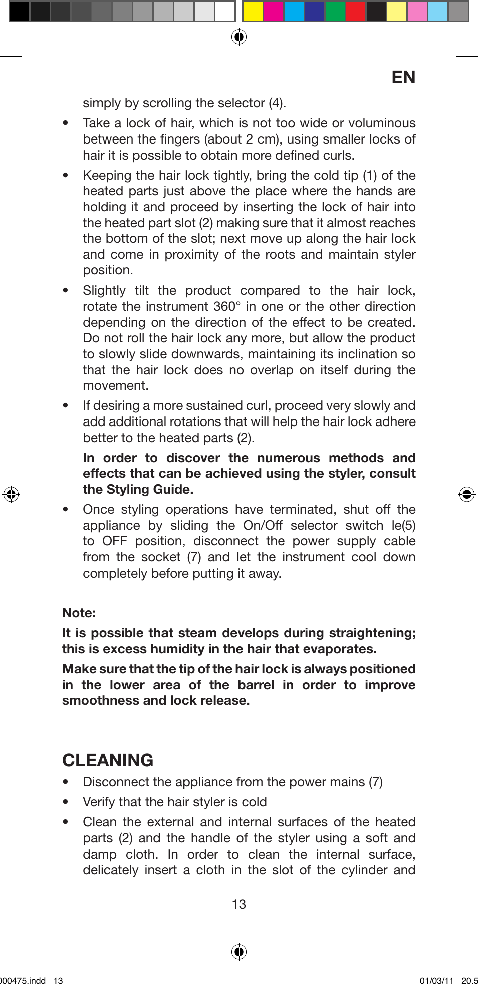 Cleaning | Imetec BELLISSIMA MULTICURL S1 700 User Manual | Page 15 / 66