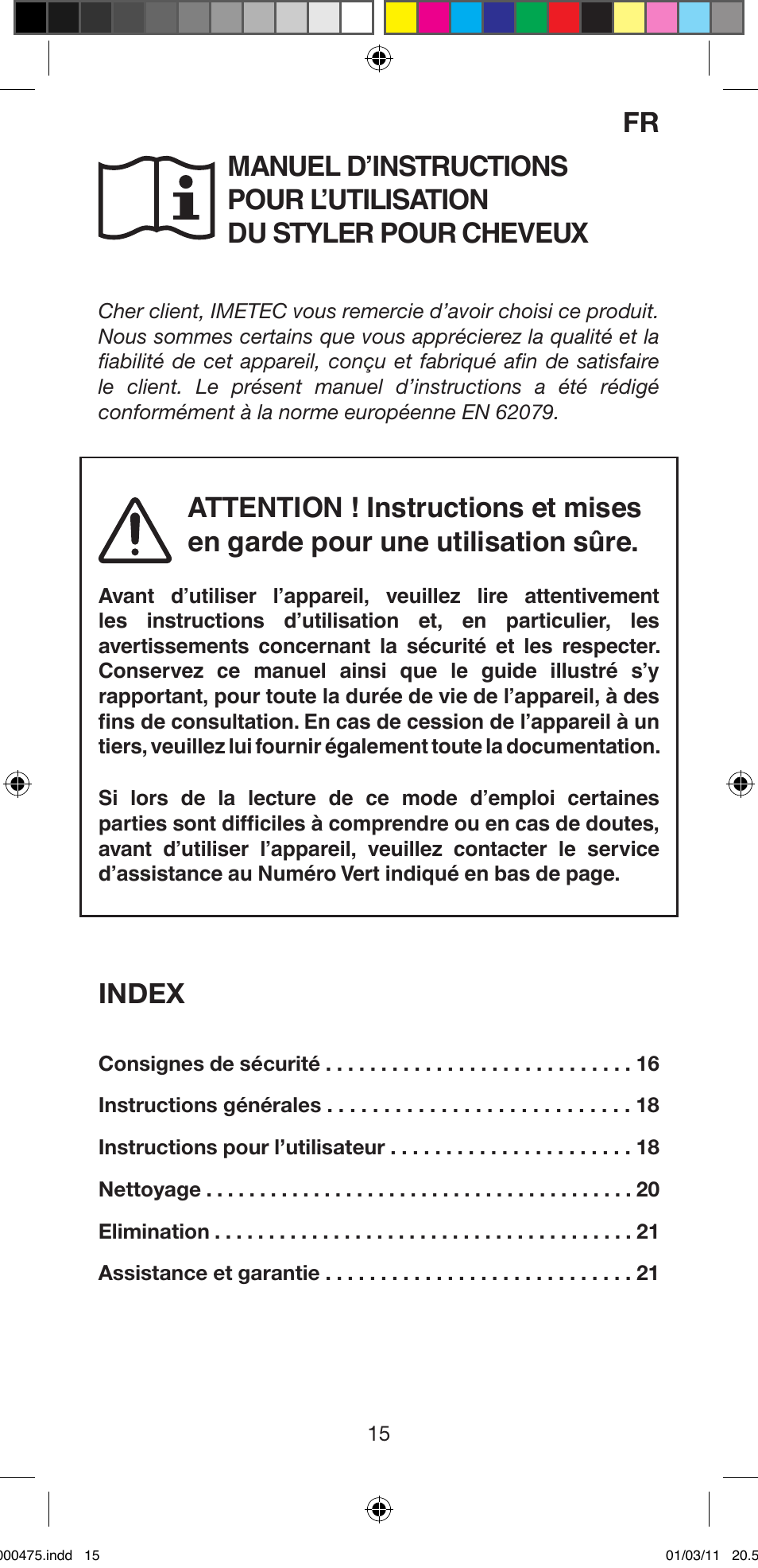 Index | Imetec BELLISSIMA MULTICURL S1 700 User Manual | Page 17 / 66