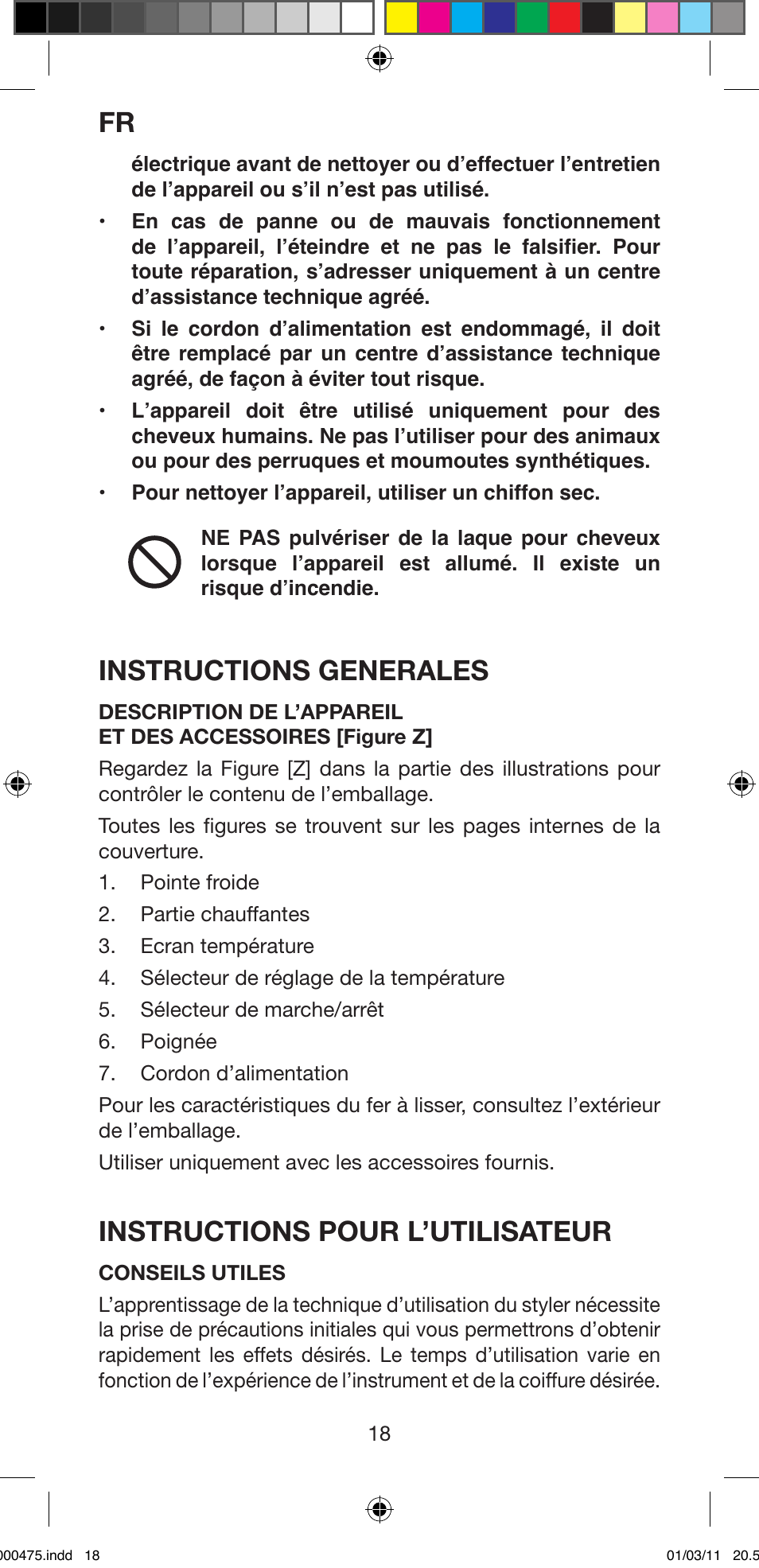 Instructions generales, Instructions pour l’utilisateur | Imetec BELLISSIMA MULTICURL S1 700 User Manual | Page 20 / 66