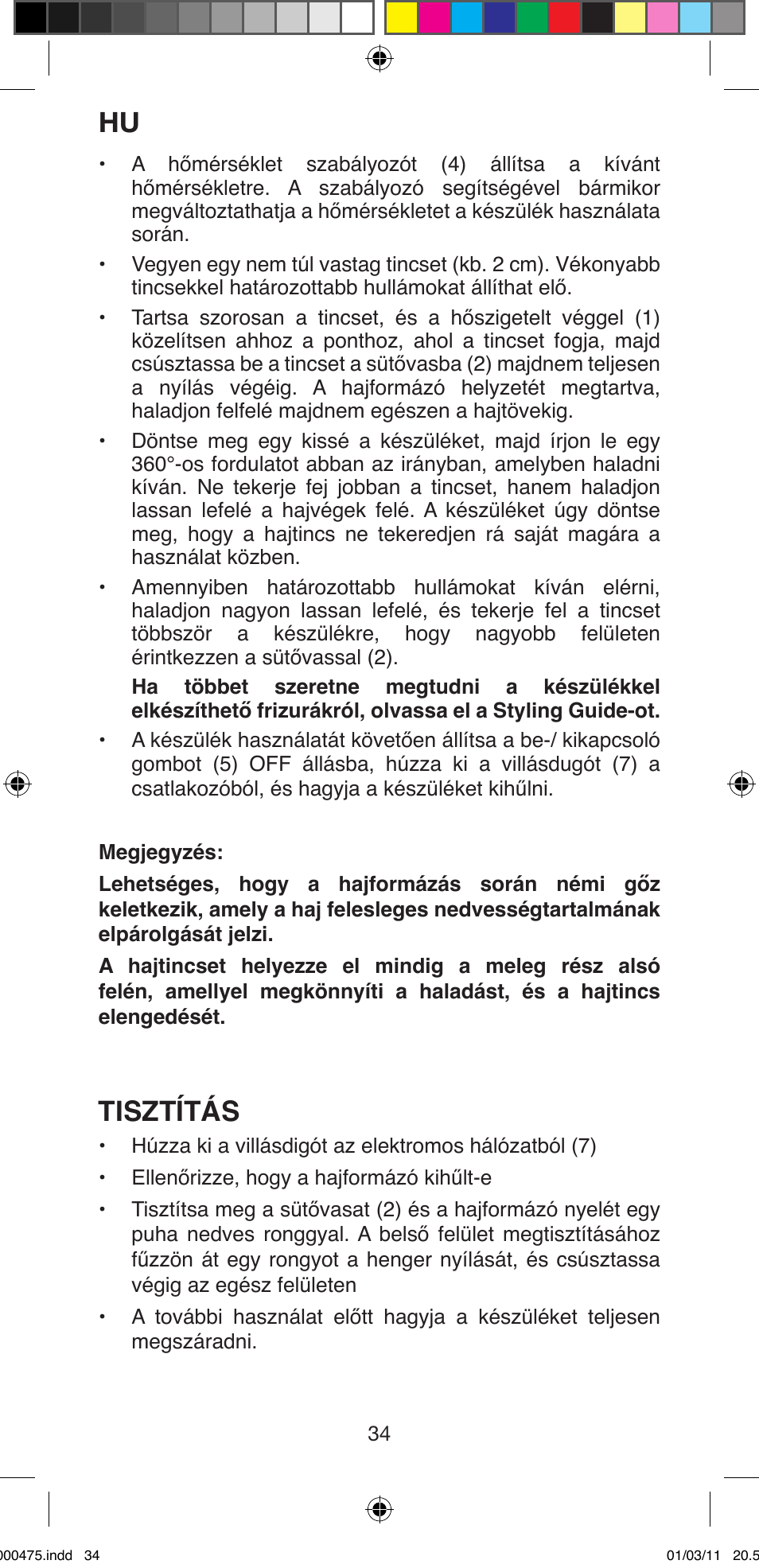 Tisztítás | Imetec BELLISSIMA MULTICURL S1 700 User Manual | Page 36 / 66