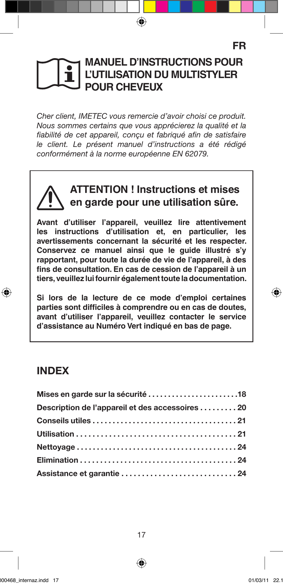 Index | Imetec BELLISSIMA G9 90 User Manual | Page 19 / 76