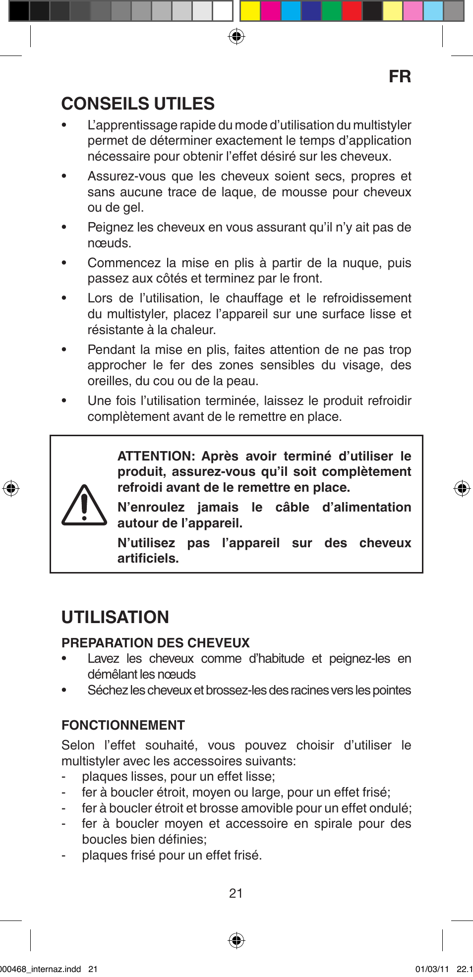 Conseils utiles, Utilisation | Imetec BELLISSIMA G9 90 User Manual | Page 23 / 76