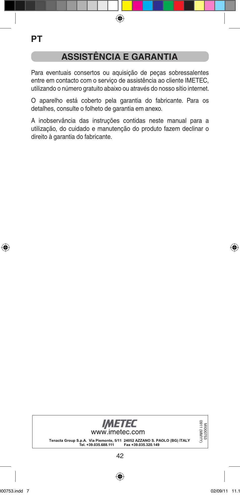 Assistência e garantia | Imetec BELLISSIMA MAGIC TEXTURE B12 100 User Manual | Page 44 / 65