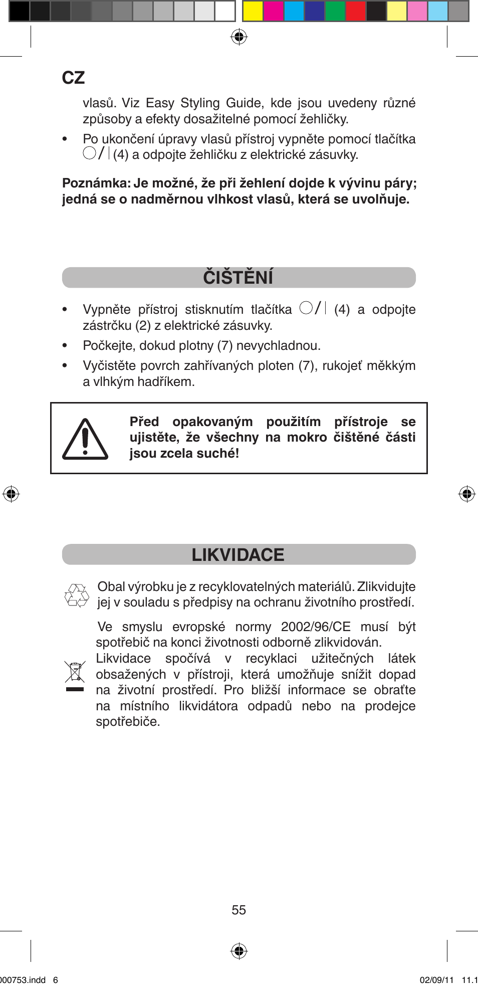 Čištění, Likvidace | Imetec BELLISSIMA MAGIC TEXTURE B12 100 User Manual | Page 57 / 65