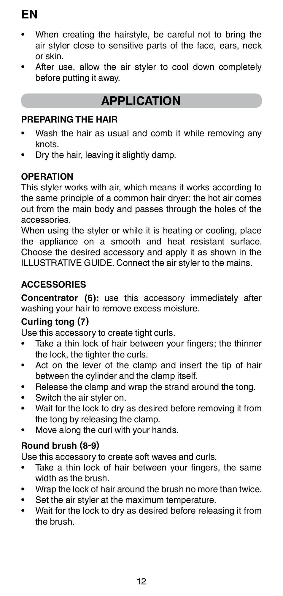 Application | Imetec BELLISSIMA GH15 2000 User Manual | Page 14 / 79