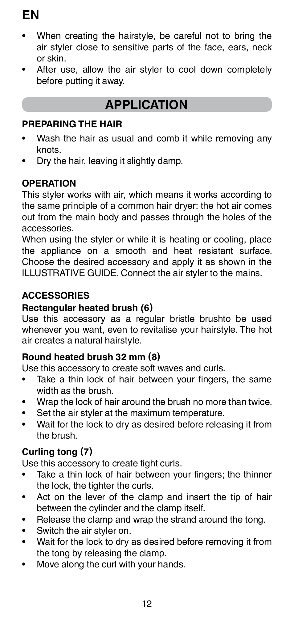 Application | Imetec BELLISSIMA GH15 800 User Manual | Page 14 / 79