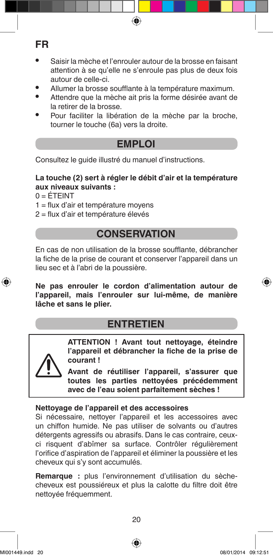 Emploi, Conservation, Entretien | Imetec BELLISSIMA GH16 400 User Manual | Page 22 / 79