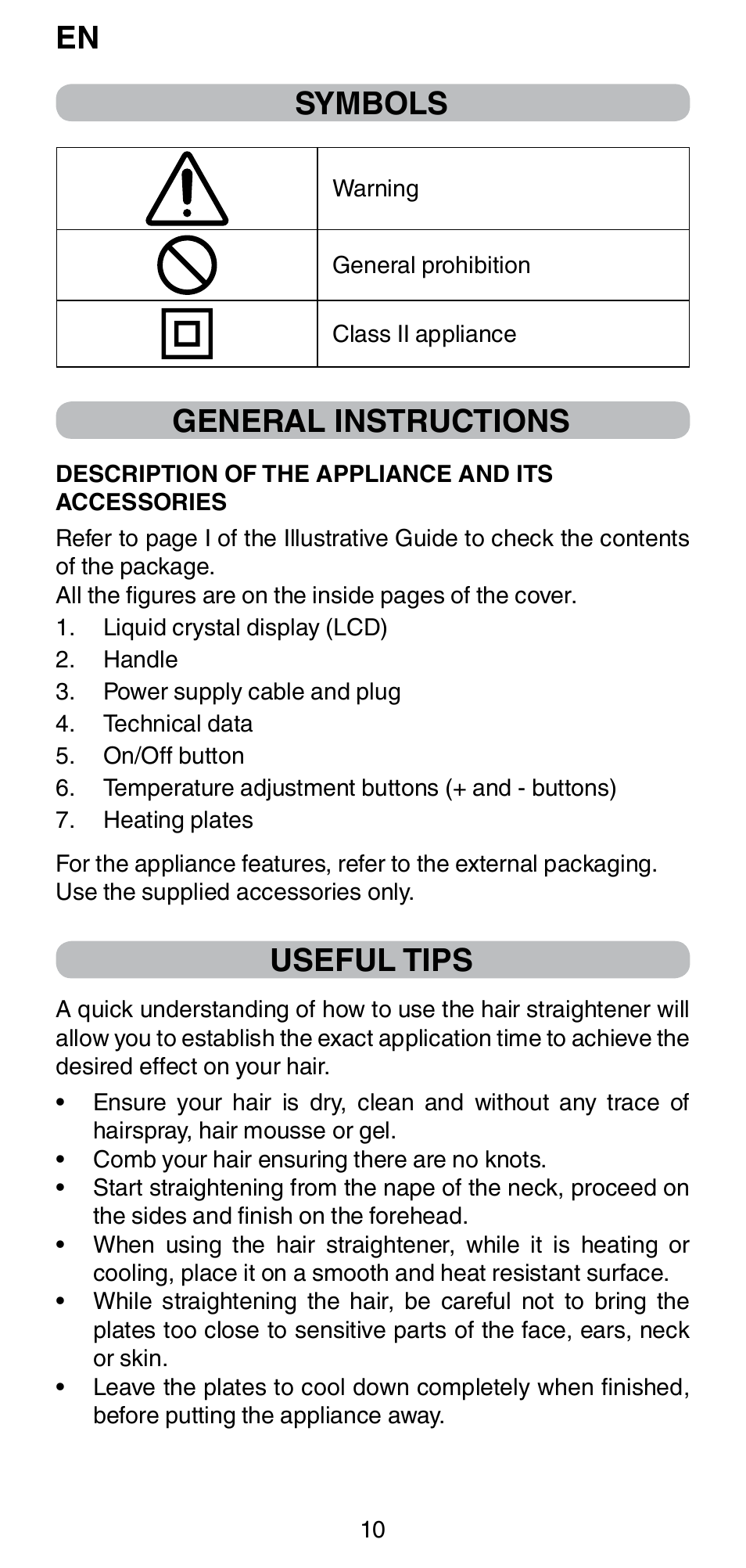 Symbols, General instructions, Useful tips | Imetec BELLISSIMA CREATIVITY B8 100 User Manual | Page 12 / 68