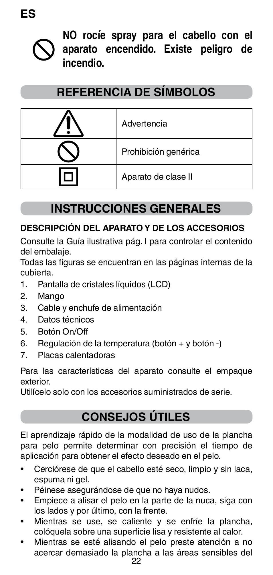 Instrucciones generales, Consejos útiles | Imetec BELLISSIMA CREATIVITY B8 100 User Manual | Page 24 / 68