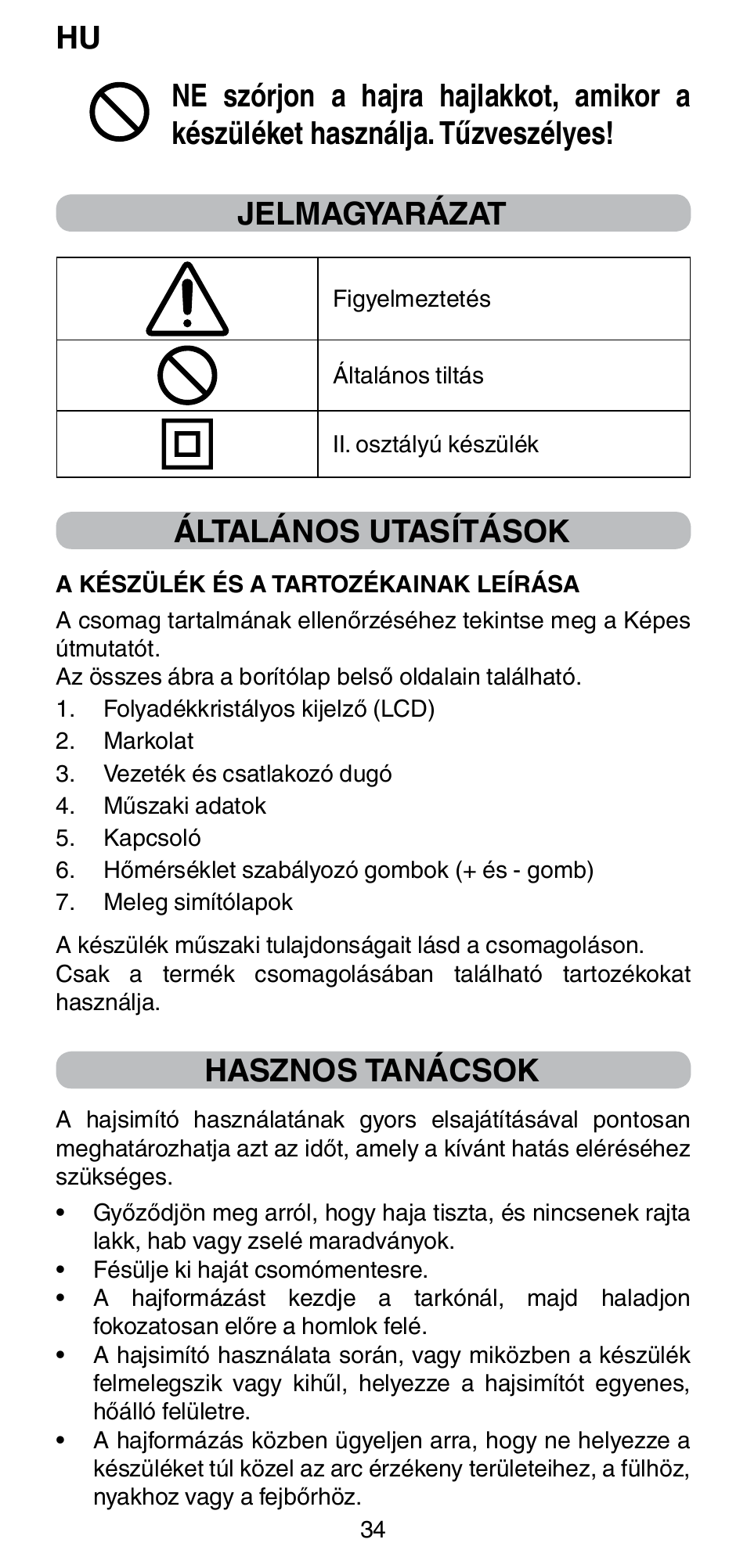 Általános utasítások, Hasznos tanácsok | Imetec BELLISSIMA CREATIVITY B8 100 User Manual | Page 36 / 68