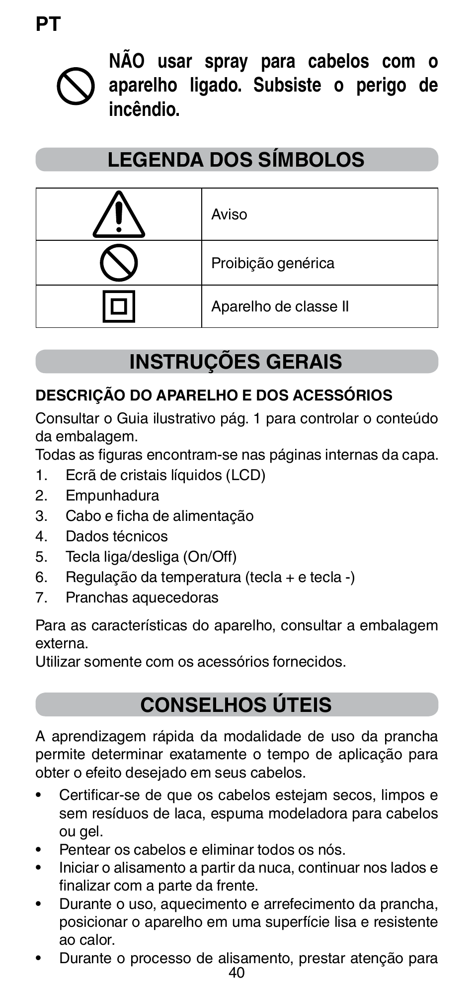 Instruções gerais, Conselhos úteis | Imetec BELLISSIMA CREATIVITY B8 100 User Manual | Page 42 / 68