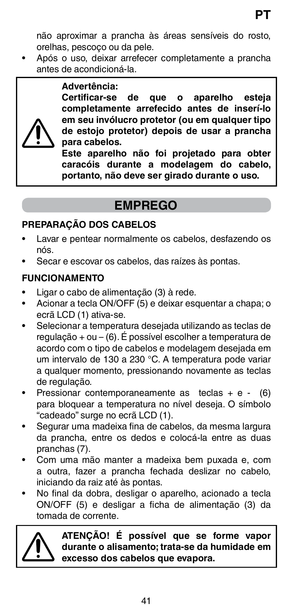 Emprego | Imetec BELLISSIMA CREATIVITY B8 100 User Manual | Page 43 / 68