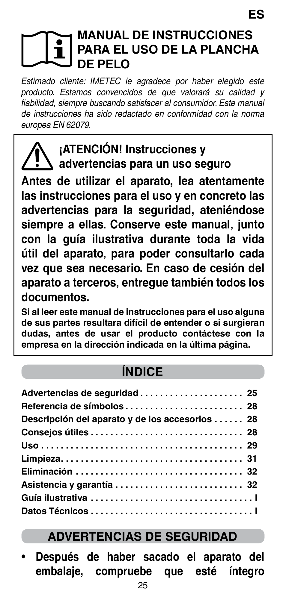 Índice | Imetec BELLISSIMA CREATIVITY STYLE CREATOR B6 200 User Manual | Page 27 / 90