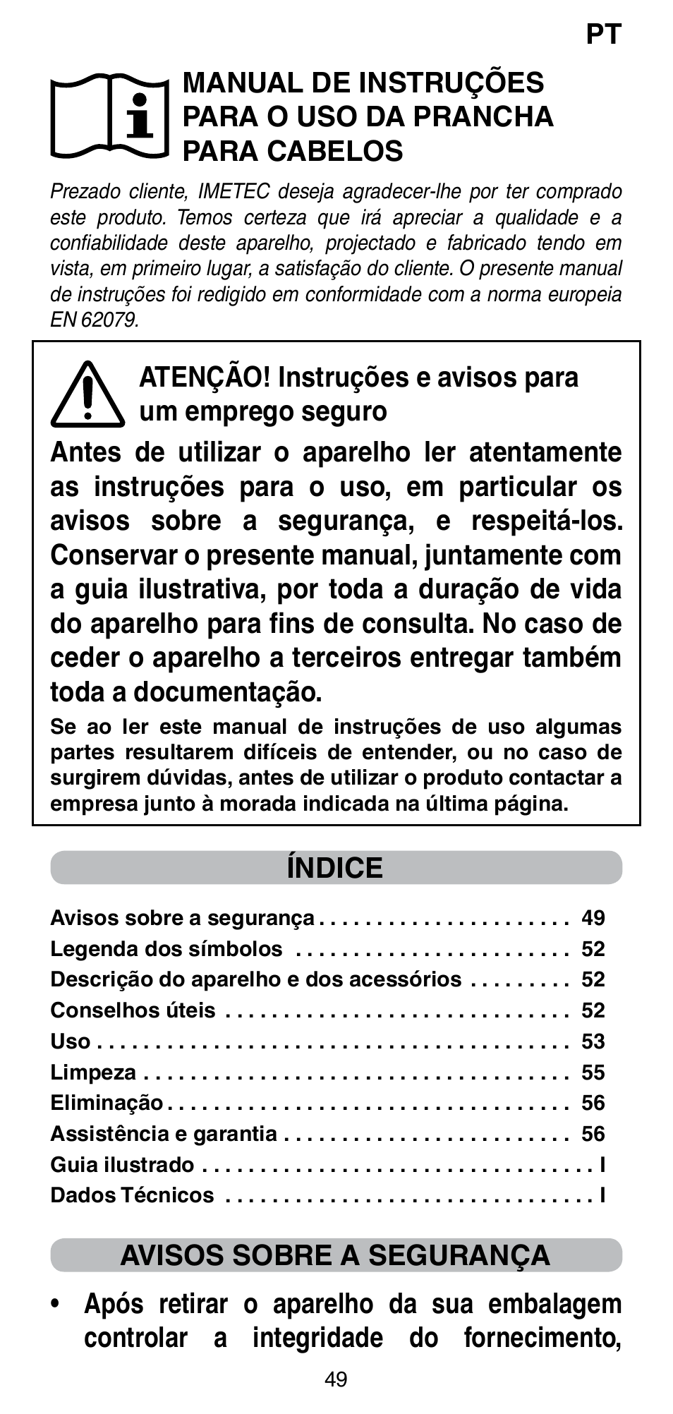 Índice | Imetec BELLISSIMA CREATIVITY STYLE CREATOR B6 200 User Manual | Page 51 / 90