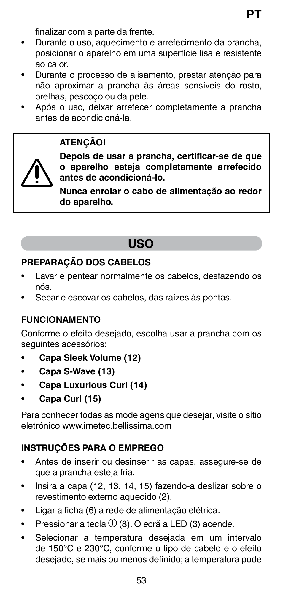 Imetec BELLISSIMA CREATIVITY STYLE CREATOR B6 200 User Manual | Page 55 / 90