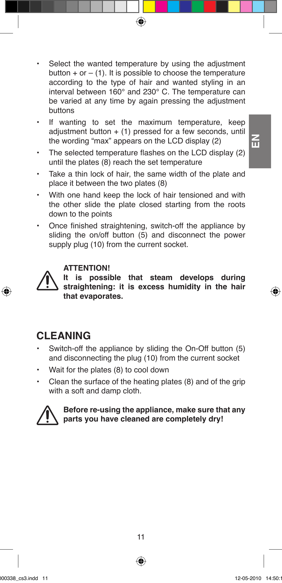 Cleaning | Imetec BELLISSIMA ABSOLUTE BA8 230I User Manual | Page 13 / 44