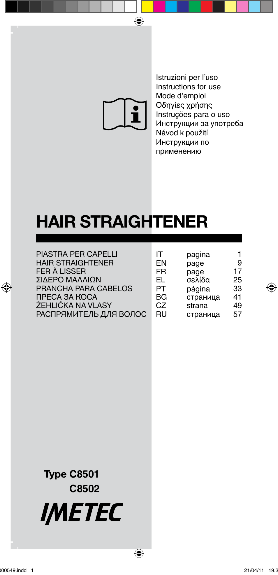 Imetec BELLISSIMA CREATIVITY STYLE CREATOR B7 500 User Manual | 66 pages
