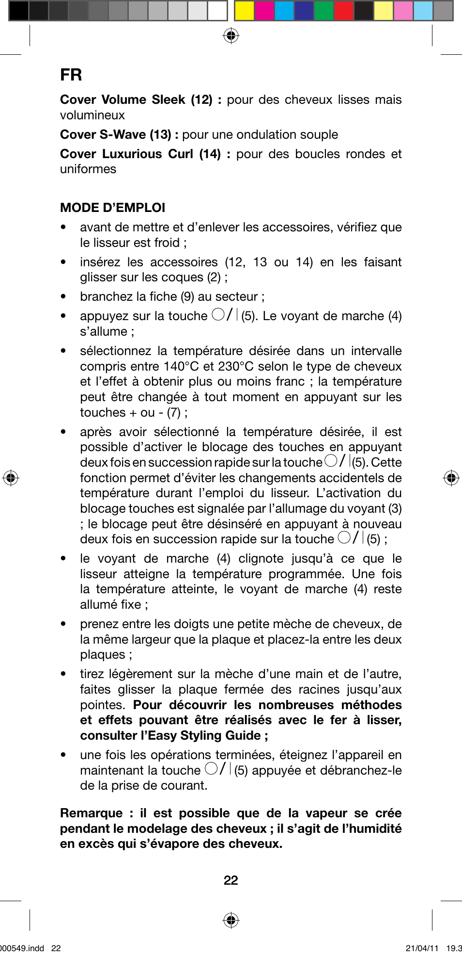 Imetec BELLISSIMA CREATIVITY STYLE CREATOR B7 500 User Manual | Page 24 / 66