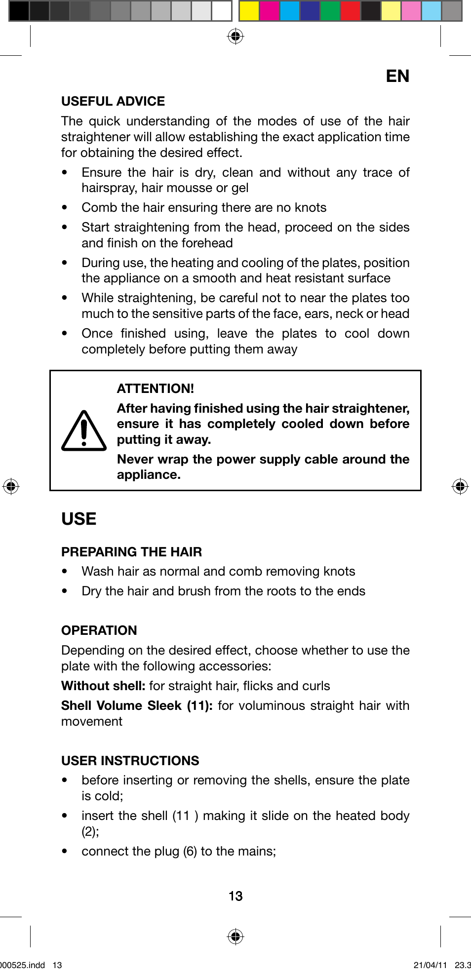 Imetec BELLISSIMA CREATIVITY STYLE CREATOR B6 100 User Manual | Page 15 / 66