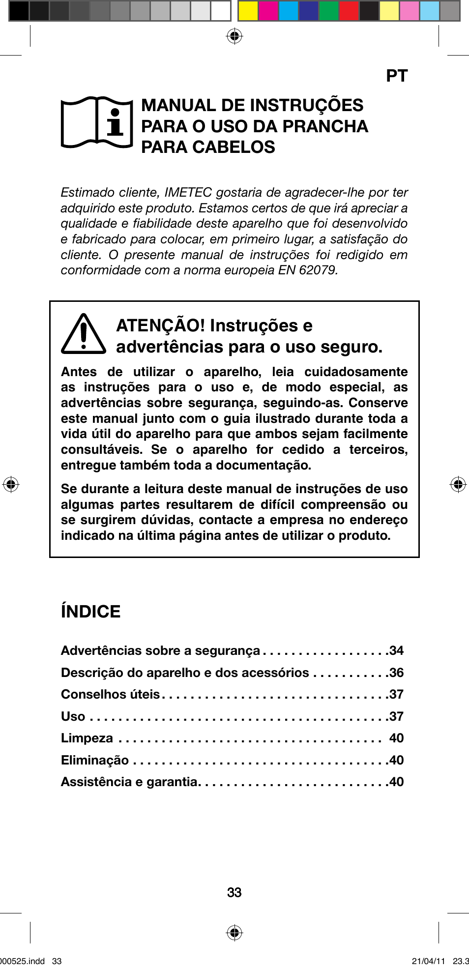 Índice | Imetec BELLISSIMA CREATIVITY STYLE CREATOR B6 100 User Manual | Page 35 / 66