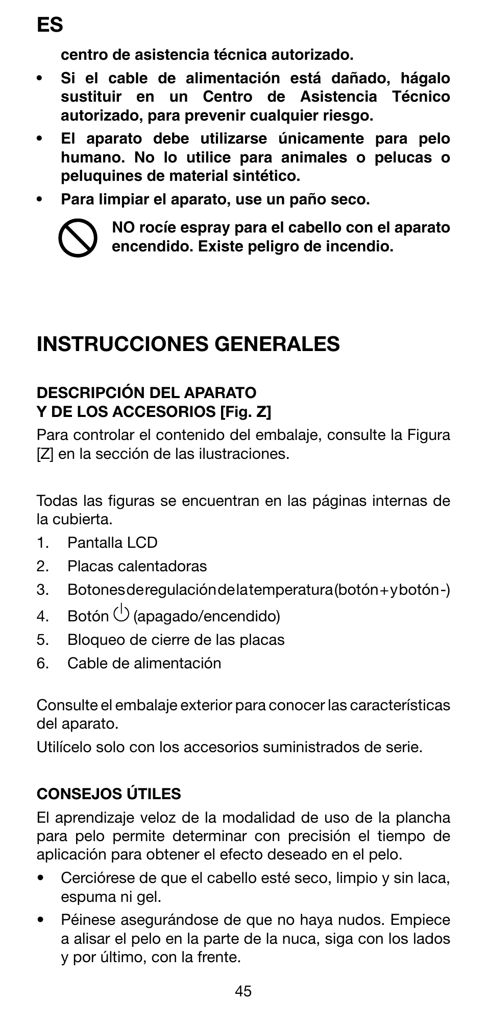 Instrucciones generales | Imetec BELLISSIMA CREATIVITY B30 50 User Manual | Page 48 / 73