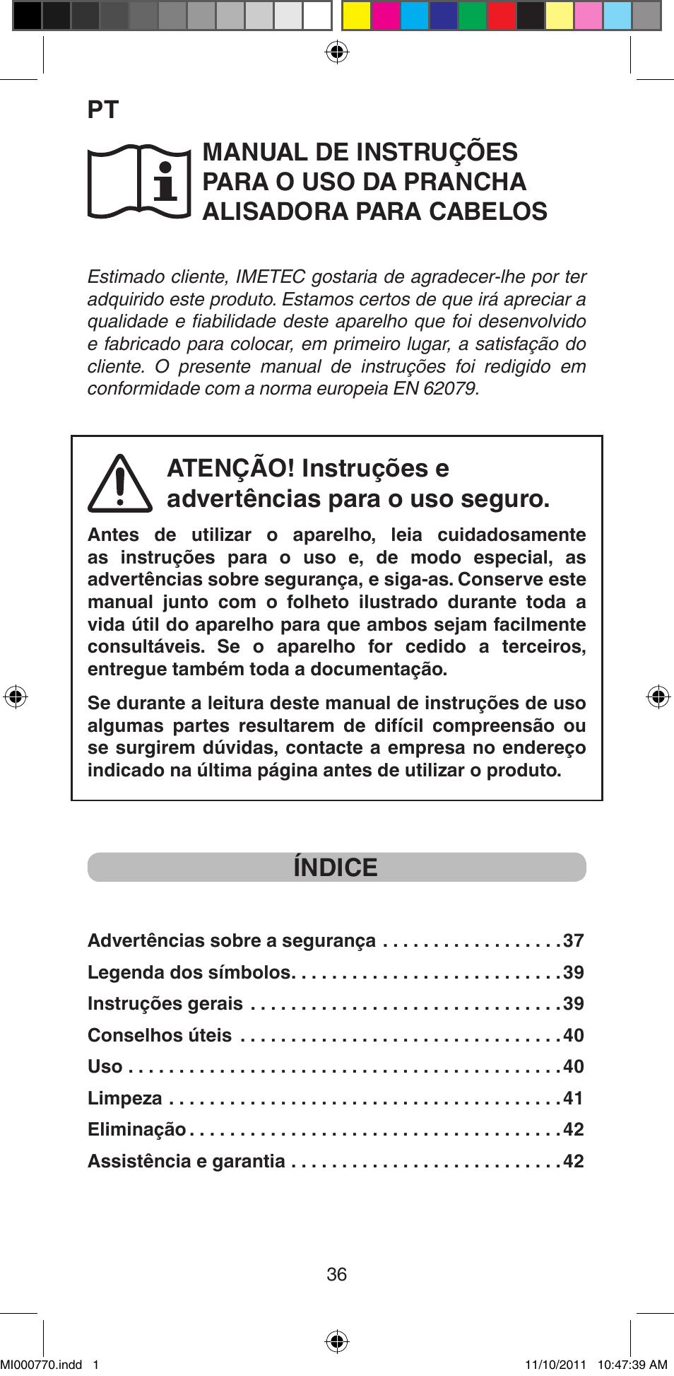 Índice | Imetec BELLISSIMA B15 50 User Manual | Page 38 / 66