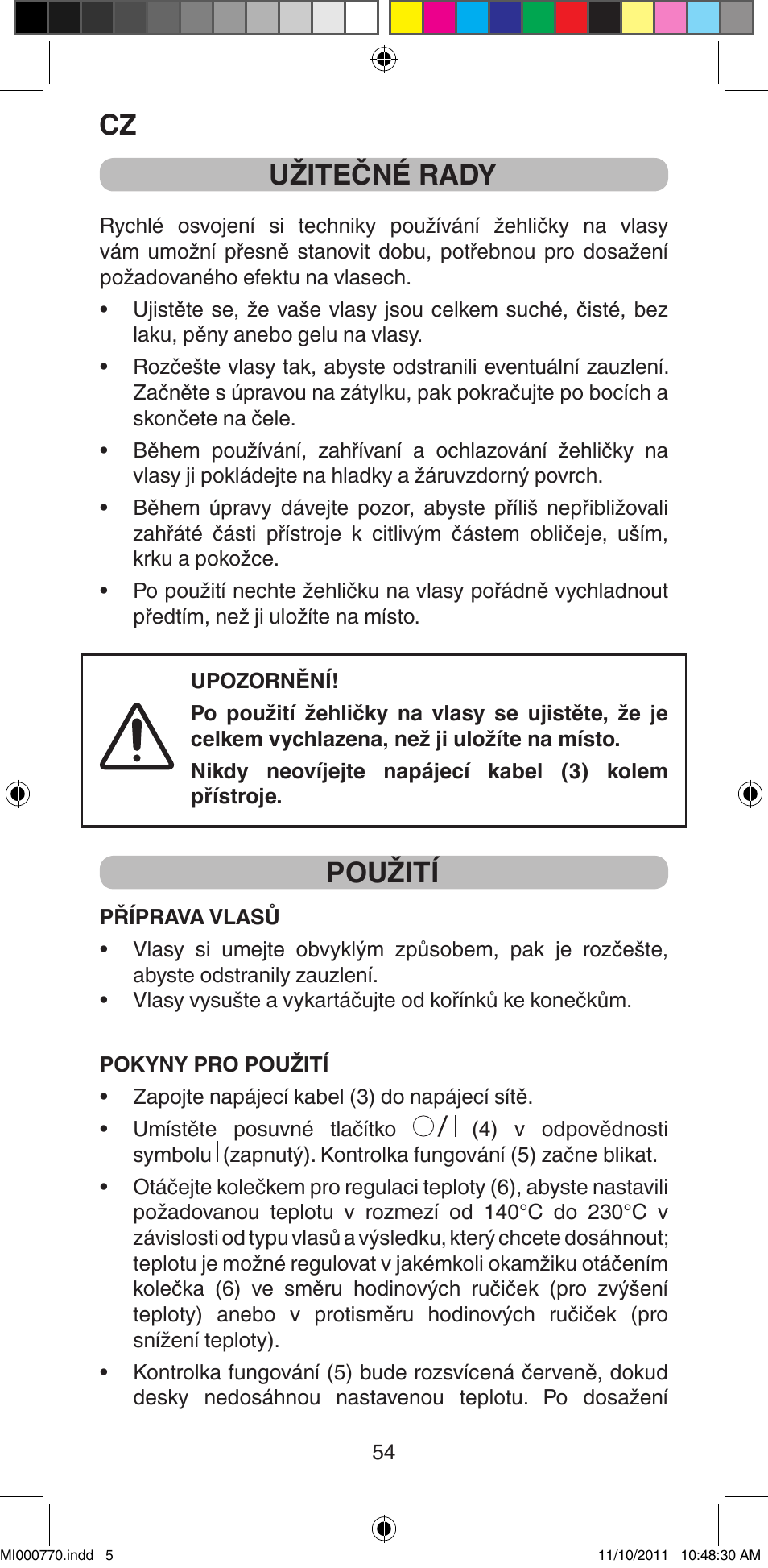 Užitečné rady, Použití | Imetec BELLISSIMA B15 50 User Manual | Page 56 / 66