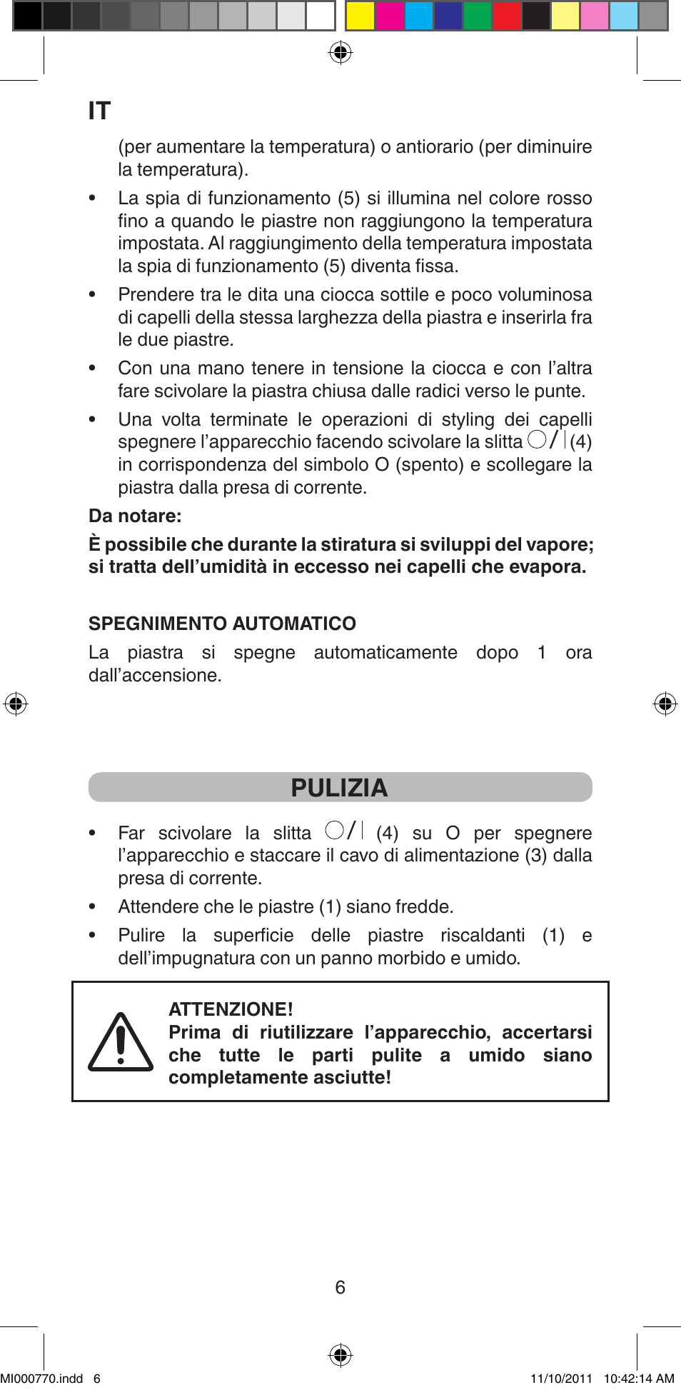 Pulizia | Imetec BELLISSIMA B15 50 User Manual | Page 8 / 66