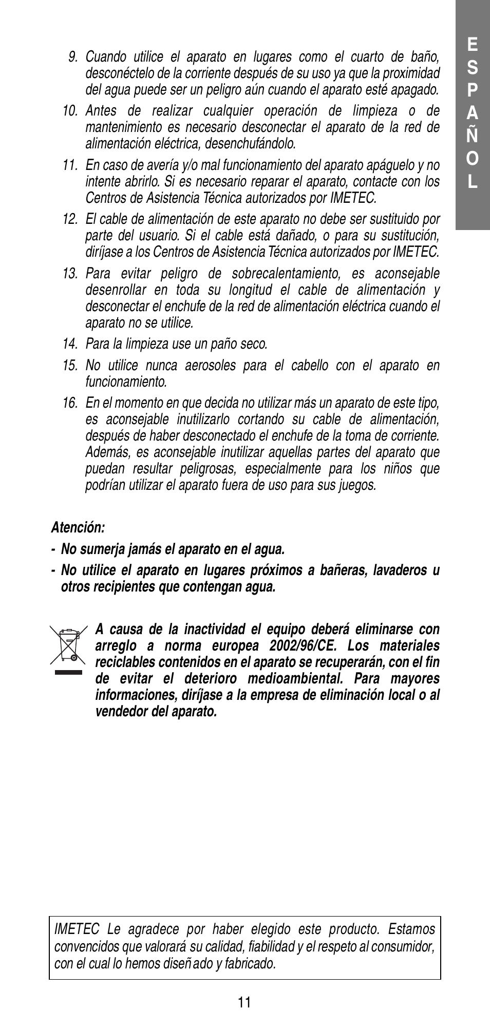 Imetec BELLISSIMA B20 50 User Manual | Page 13 / 36