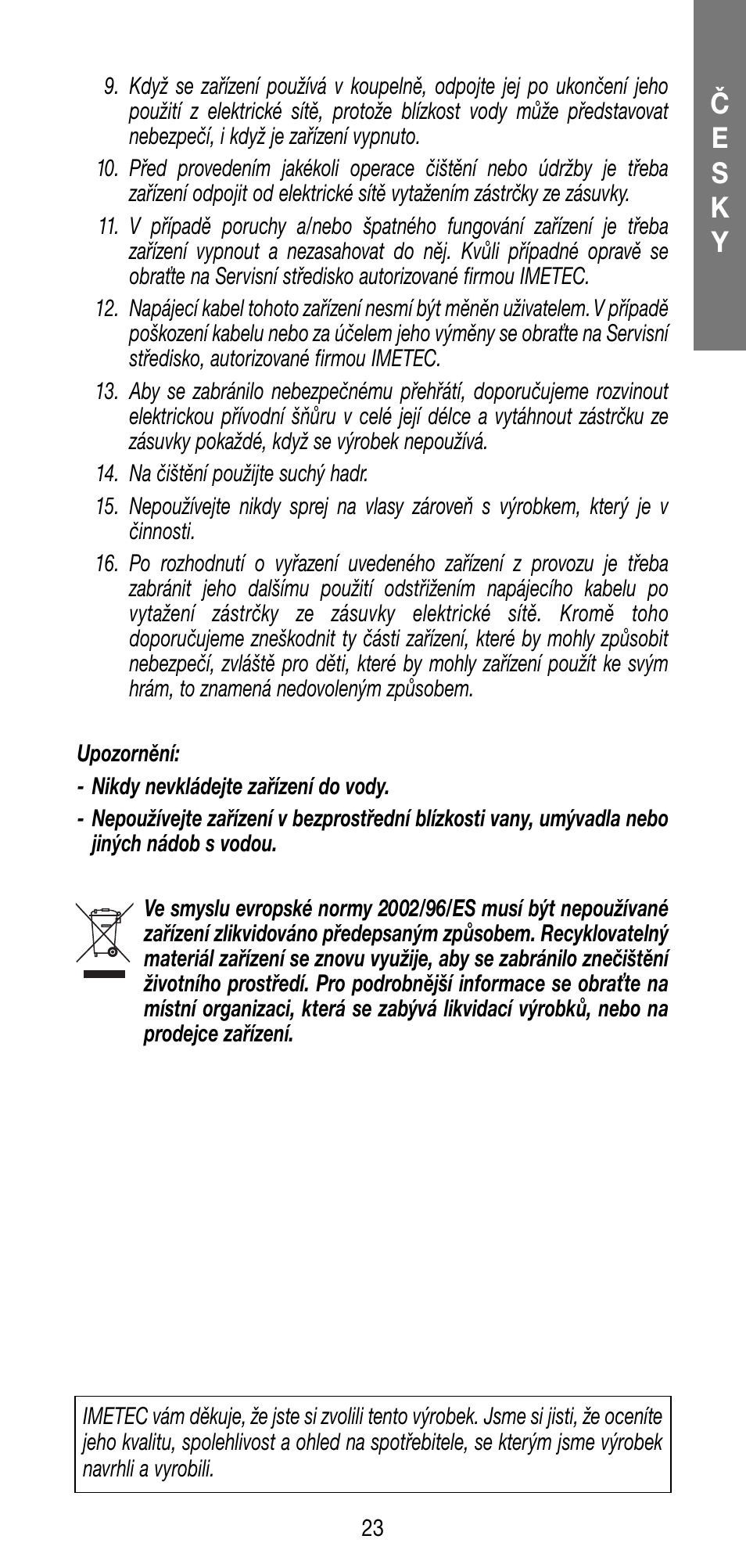 Če s k y | Imetec BELLISSIMA B20 50 User Manual | Page 25 / 36