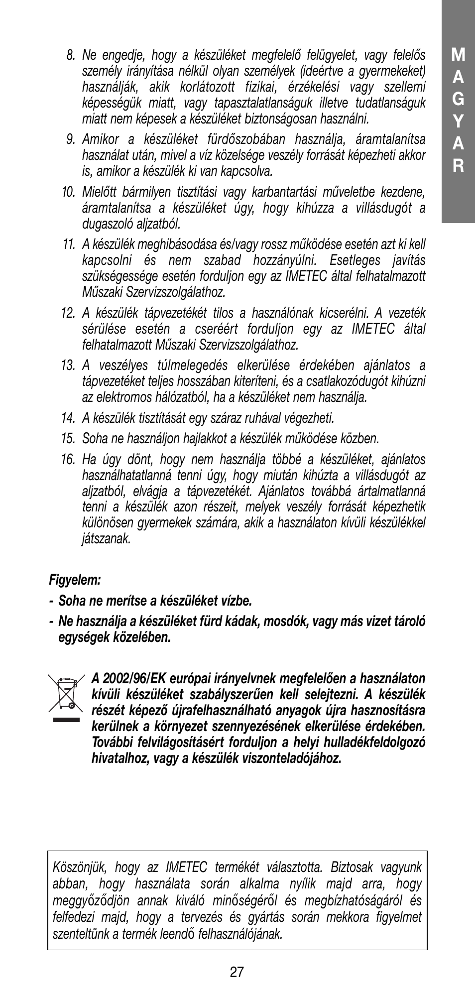 Imetec BELLISSIMA B20 50 User Manual | Page 29 / 36