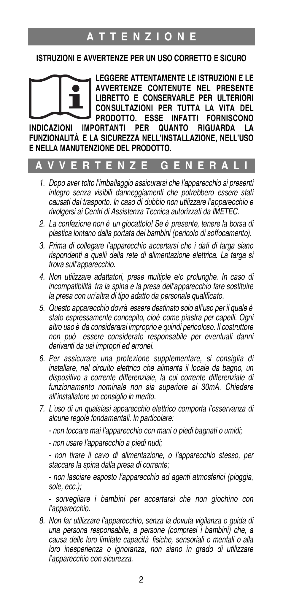 Imetec BELLISSIMA B20 50 User Manual | Page 4 / 36