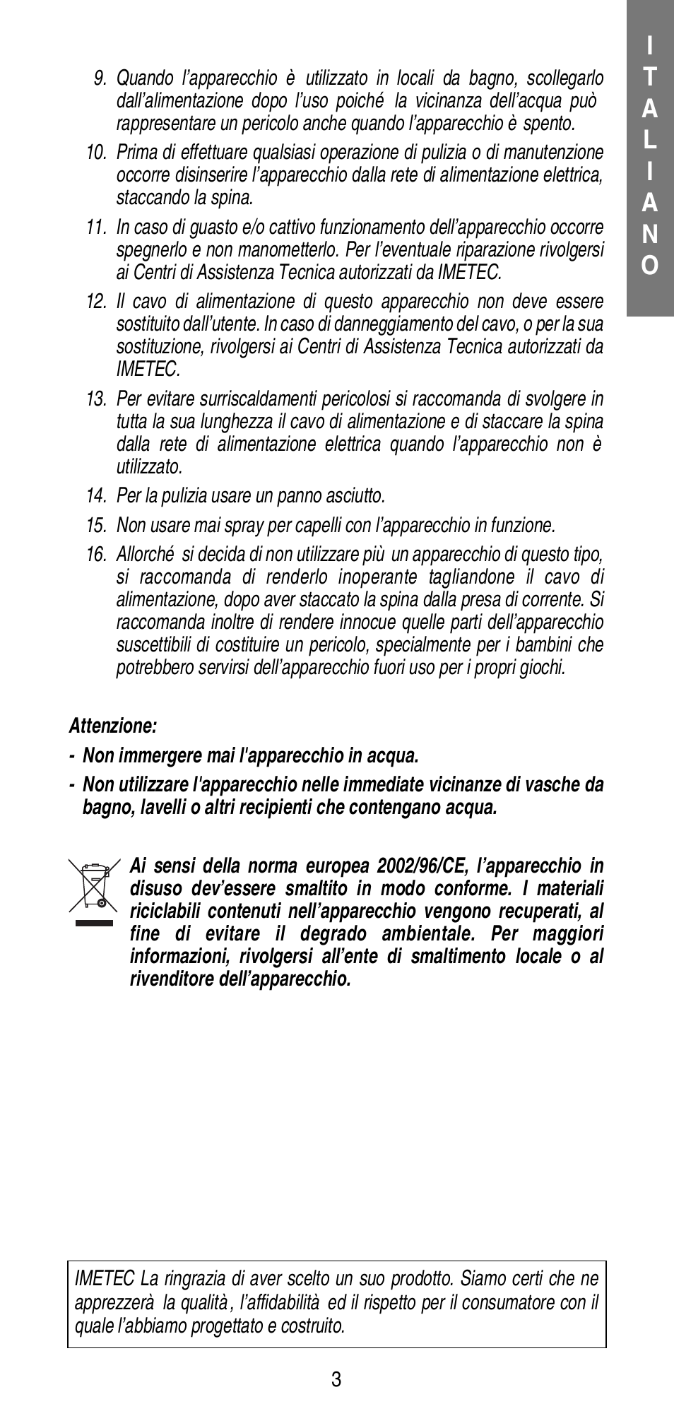 Imetec BELLISSIMA B20 50 User Manual | Page 5 / 36