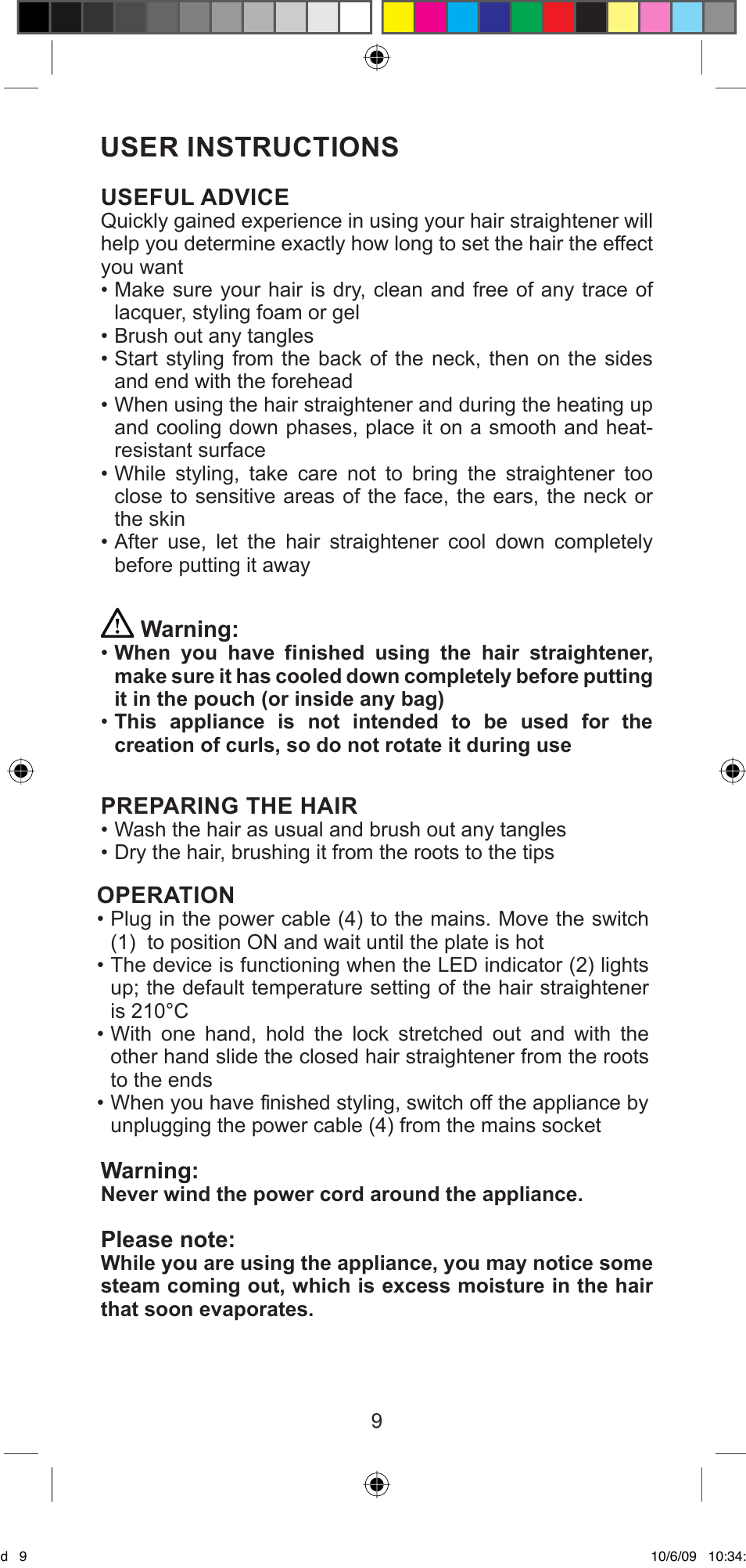 User instructions | Imetec BELLISSIMA MINI MF 200 User Manual | Page 11 / 47