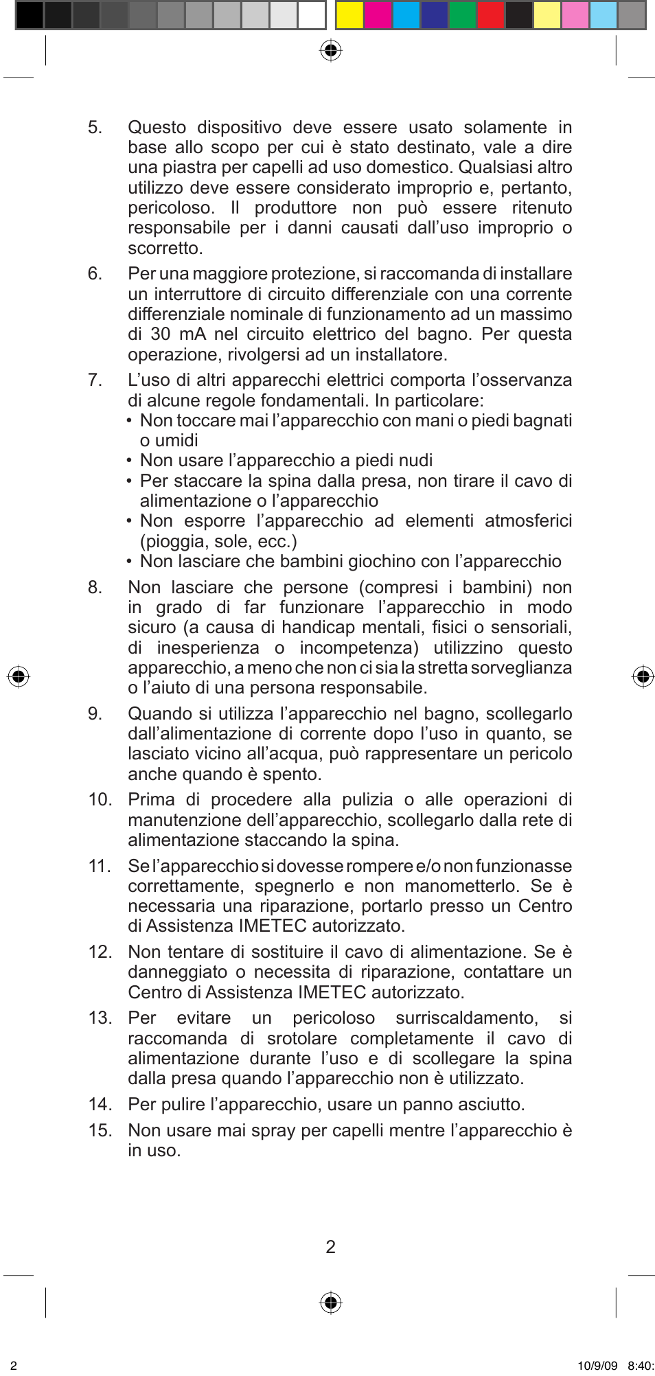 Imetec BELLISSIMA MINI MF 200 User Manual | Page 4 / 47