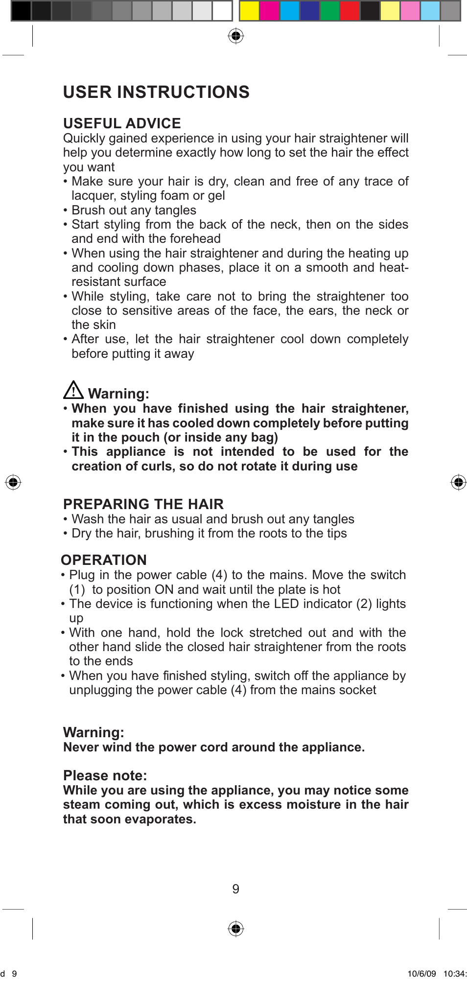 User instructions | Imetec BELLISSIMA MINI M200 User Manual | Page 11 / 47