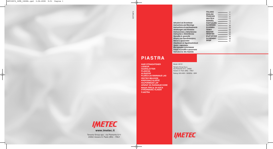 Imetec BELLISSIMA B 200 User Manual | 42 pages