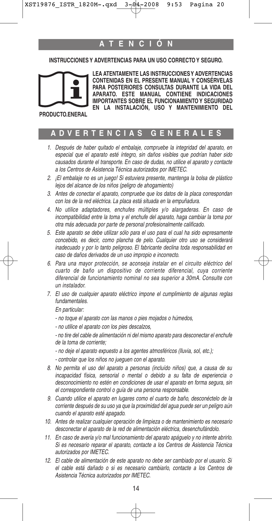 Imetec BELLISSIMA B 200 User Manual | Page 14 / 42