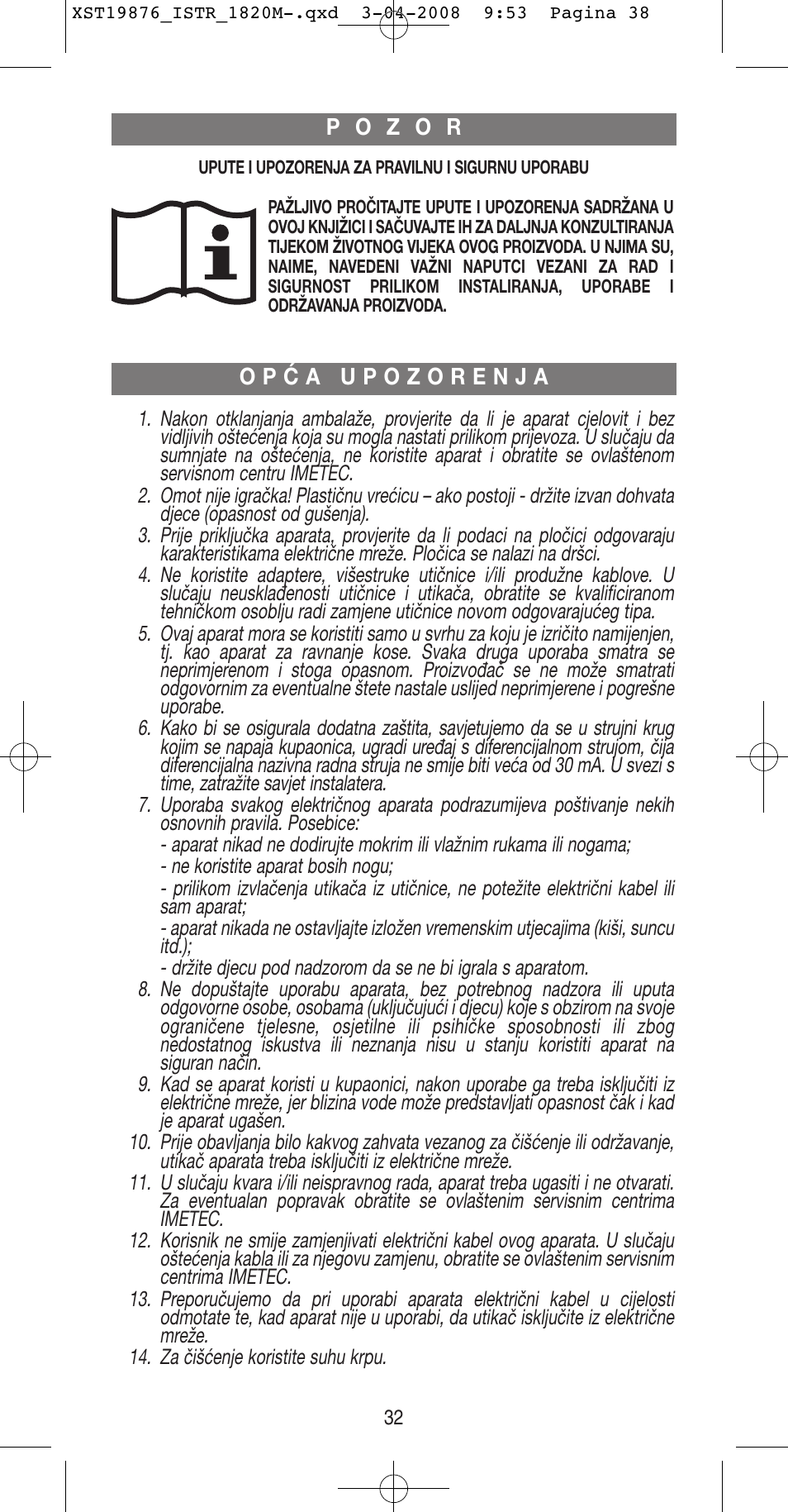 Imetec BELLISSIMA B 200 User Manual | Page 32 / 42