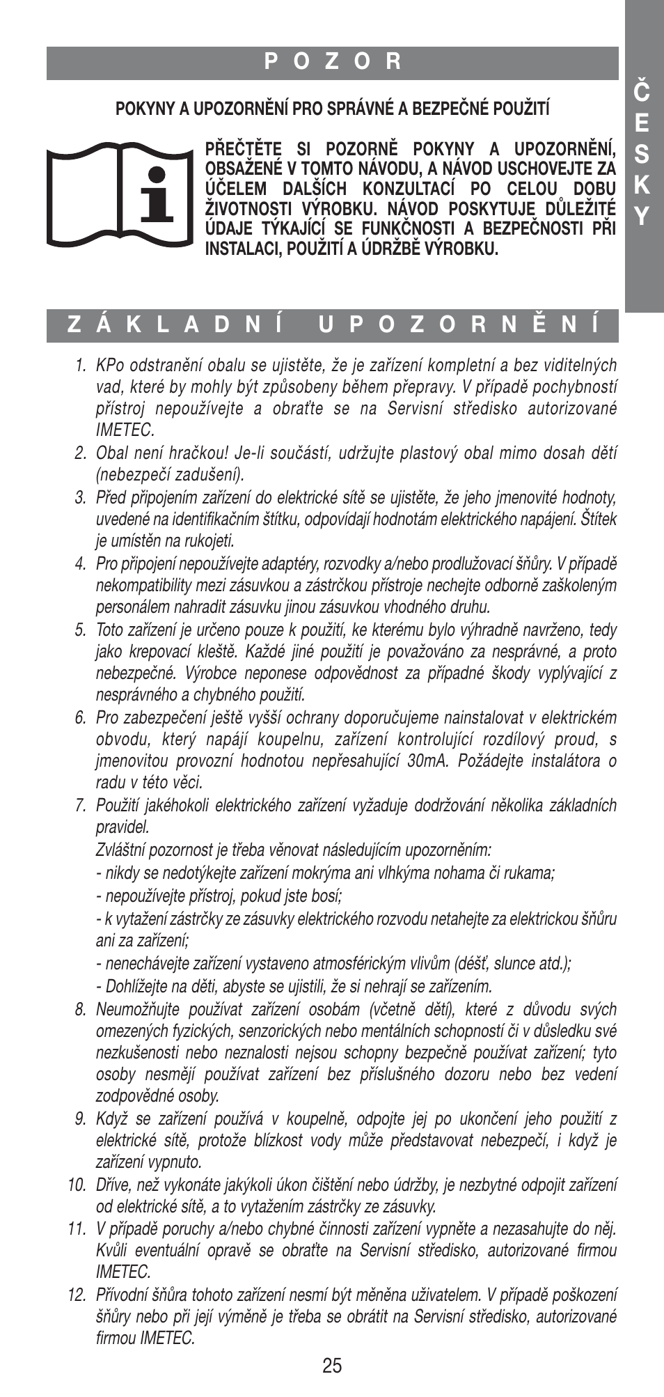 Če s k y | Imetec BELLISSIMA B25 User Manual | Page 27 / 45