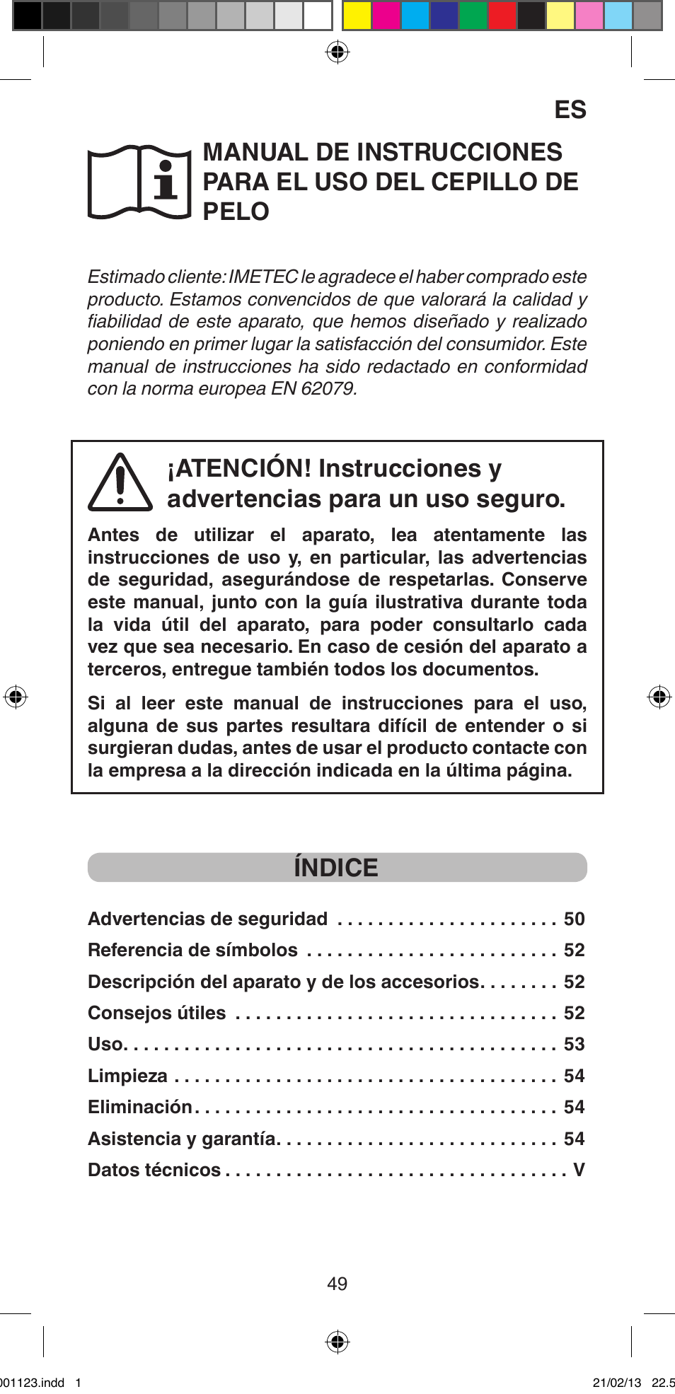 Índice | Imetec BELLISSIMA MAGIC STYLE PB2 25 User Manual | Page 51 / 56