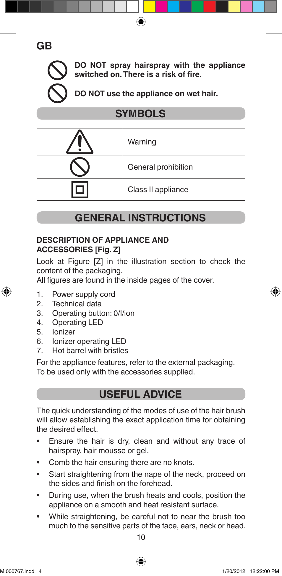 Symbols, General instructions, Useful advice | Imetec BELLISSIMA MAGIC STYLE PB2 30 User Manual | Page 12 / 50