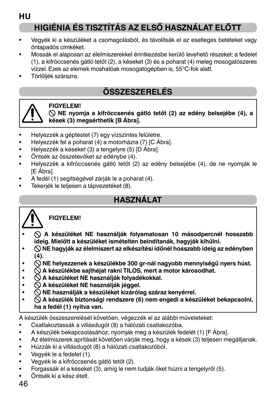 Összeszerelés, Használat | Imetec PROFESSIONAL SERIE CH 2000 User Manual | Page 48 / 50