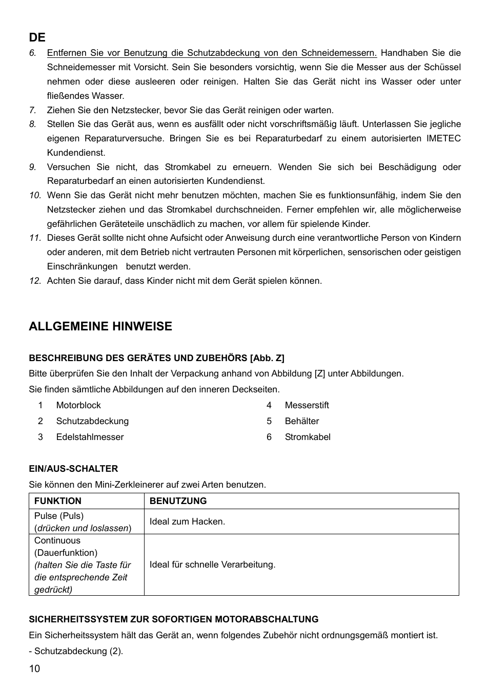 Allgemeine hinweise | Imetec BIMBO HM3 User Manual | Page 12 / 30