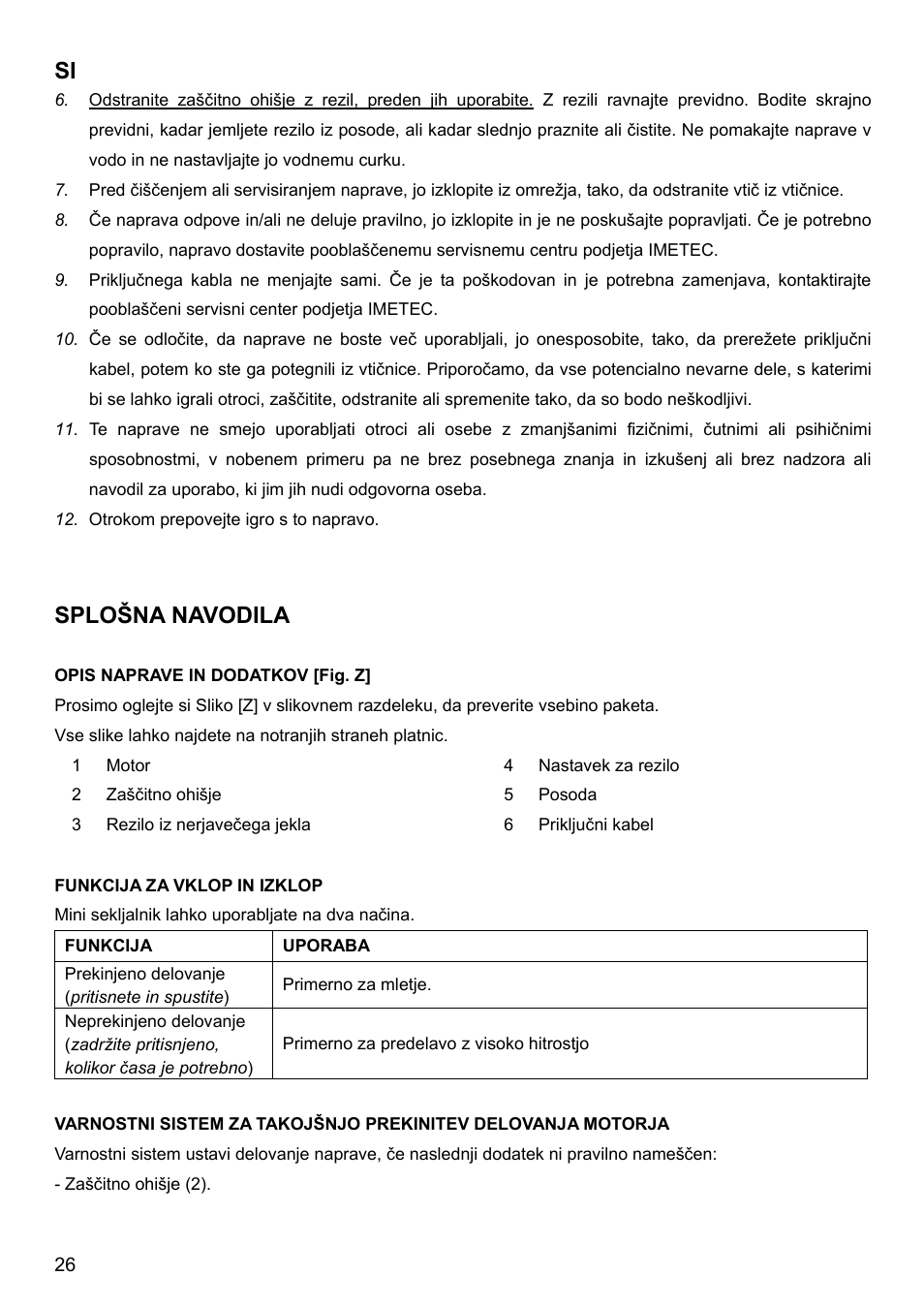 Splošna navodil | Imetec BIMBO HM3 User Manual | Page 28 / 30