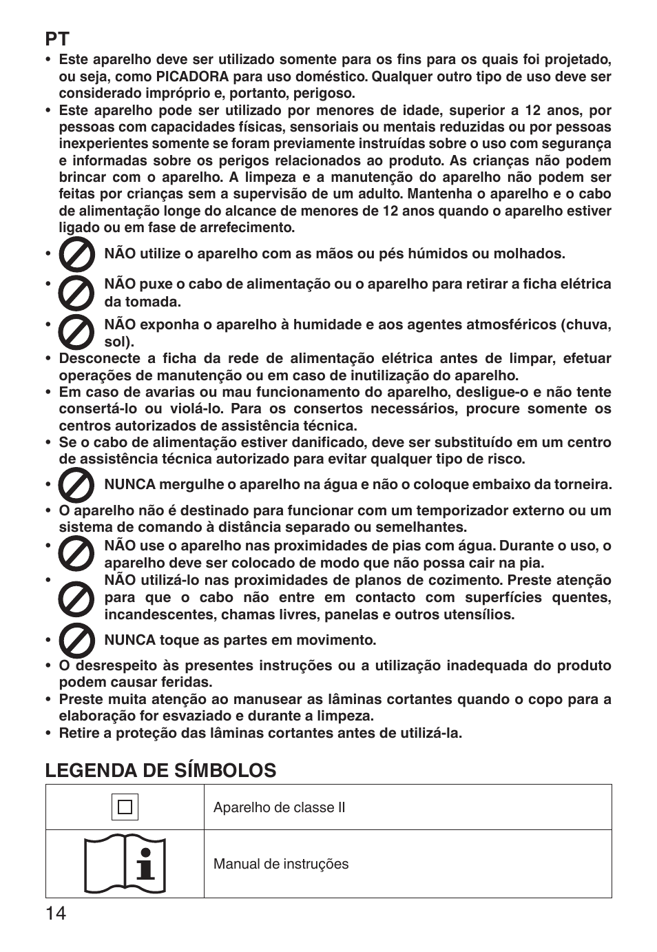 Legenda de símbolos | Imetec ECO CH User Manual | Page 19 / 30