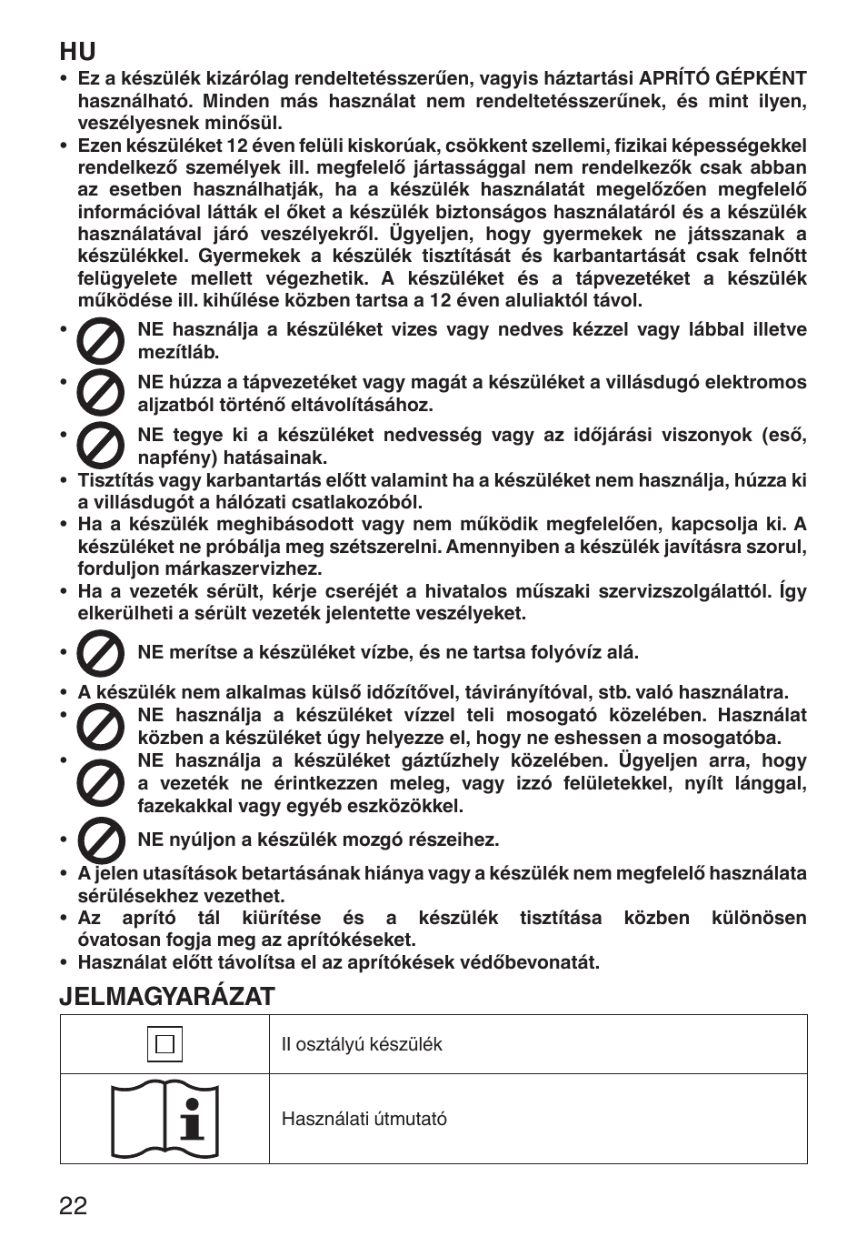 Jelmagyarázat | Imetec ECO CH User Manual | Page 27 / 30