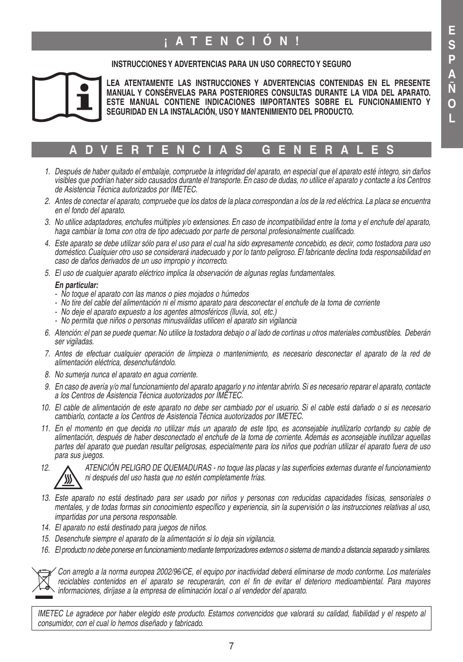 Imetec DOLCEVITA SM2 User Manual | Page 10 / 18